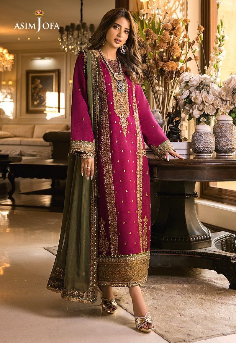 Asim Jofa Mahru & Noorie AJSM-D01 – Chiffon Embroidered 3PC Suit