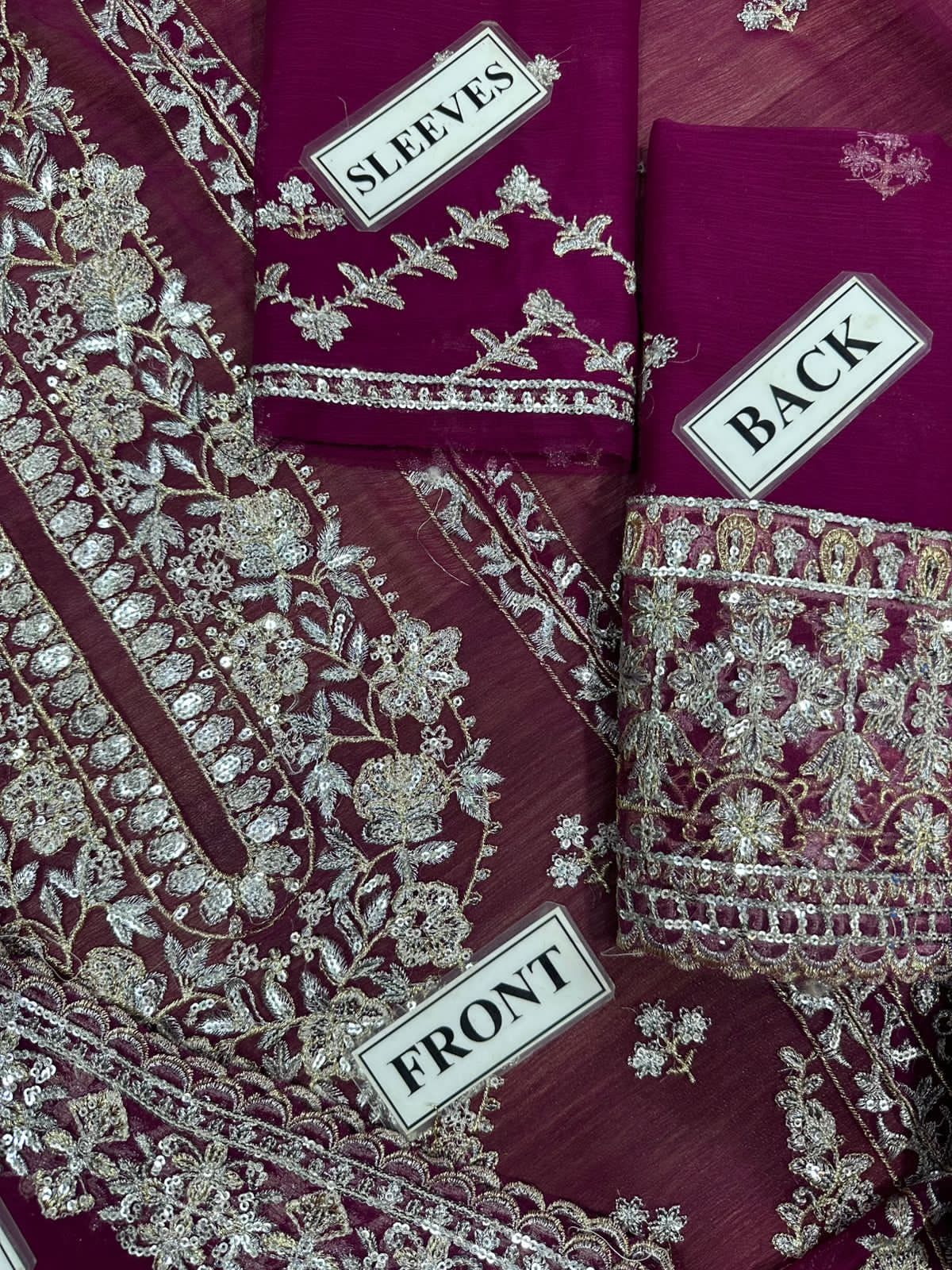 Asim Jofa Chiffon Embroidered Sequence Luxury Unstitched 3Pc Suit