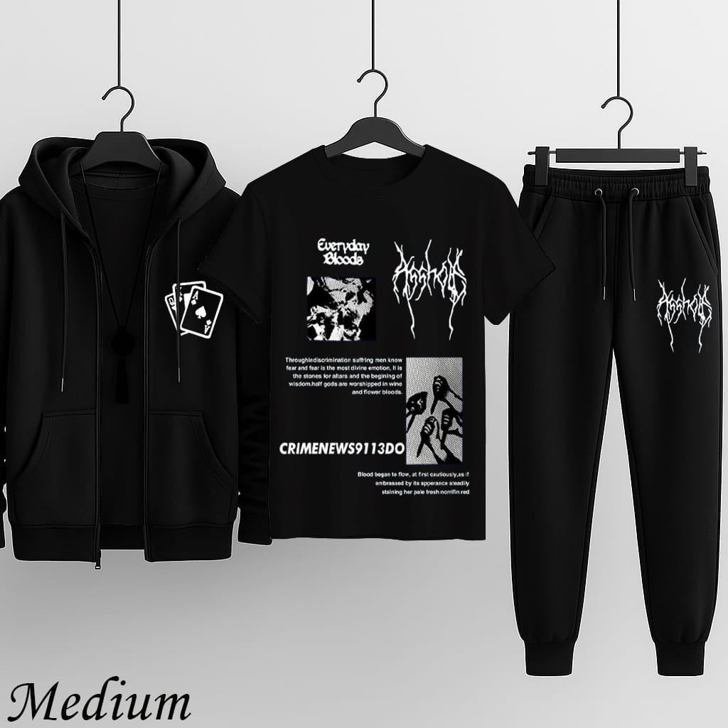 Premium Hooded Zipper Tracksuit for Men – Pack of 3 Winter Outfit Set