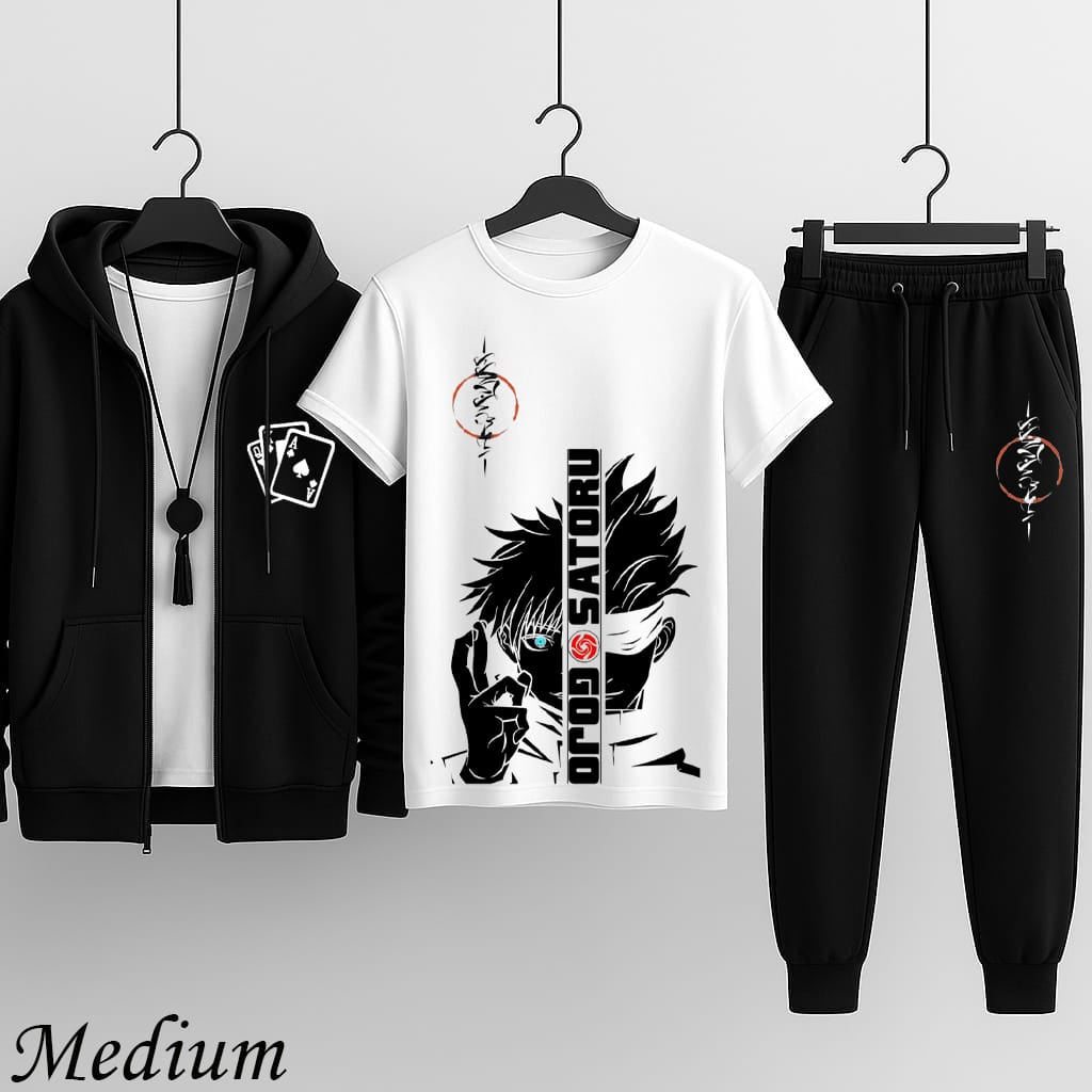 Premium Hooded Zipper Tracksuit for Men – Pack of 3 Winter Outfit Set