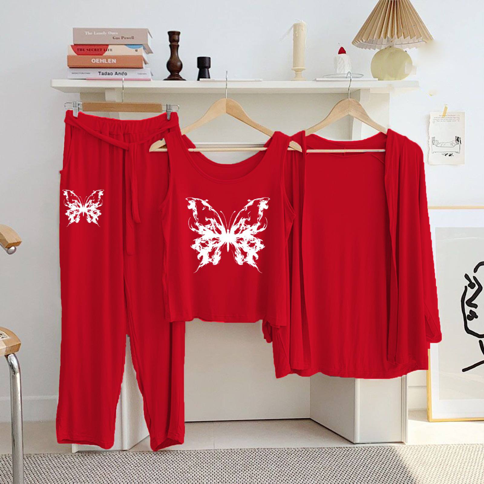 3 Piece Printed Night Suit Set – Comfortable Jersey Sleepwear for Women
