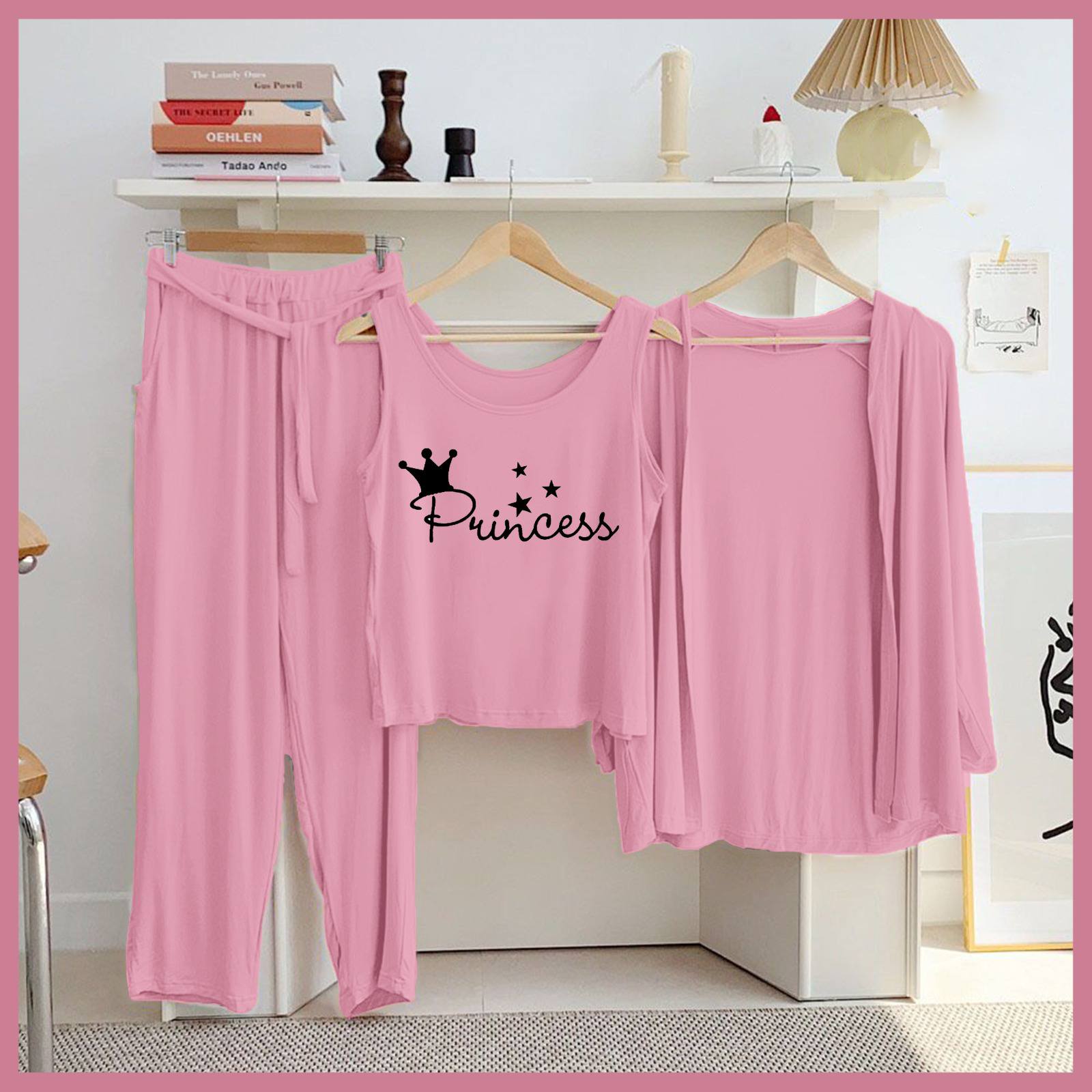3 Piece Printed Night Suit Set – Comfortable Jersey Sleepwear for Women