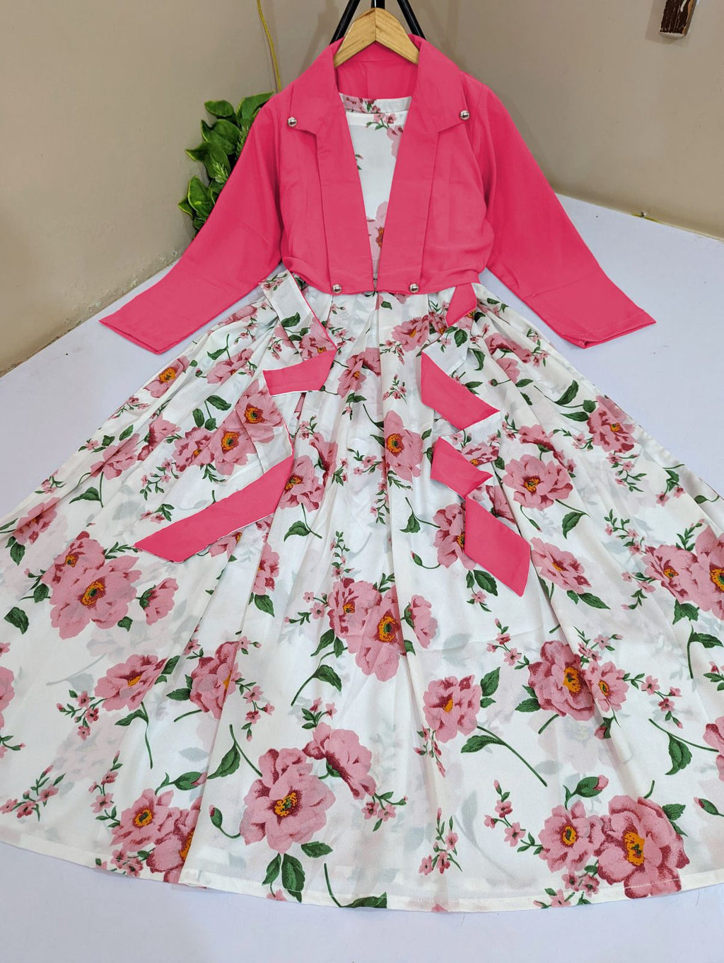 Winter Festival Digital Printed Maxi with Cotton Koti – 2 Piece Dress