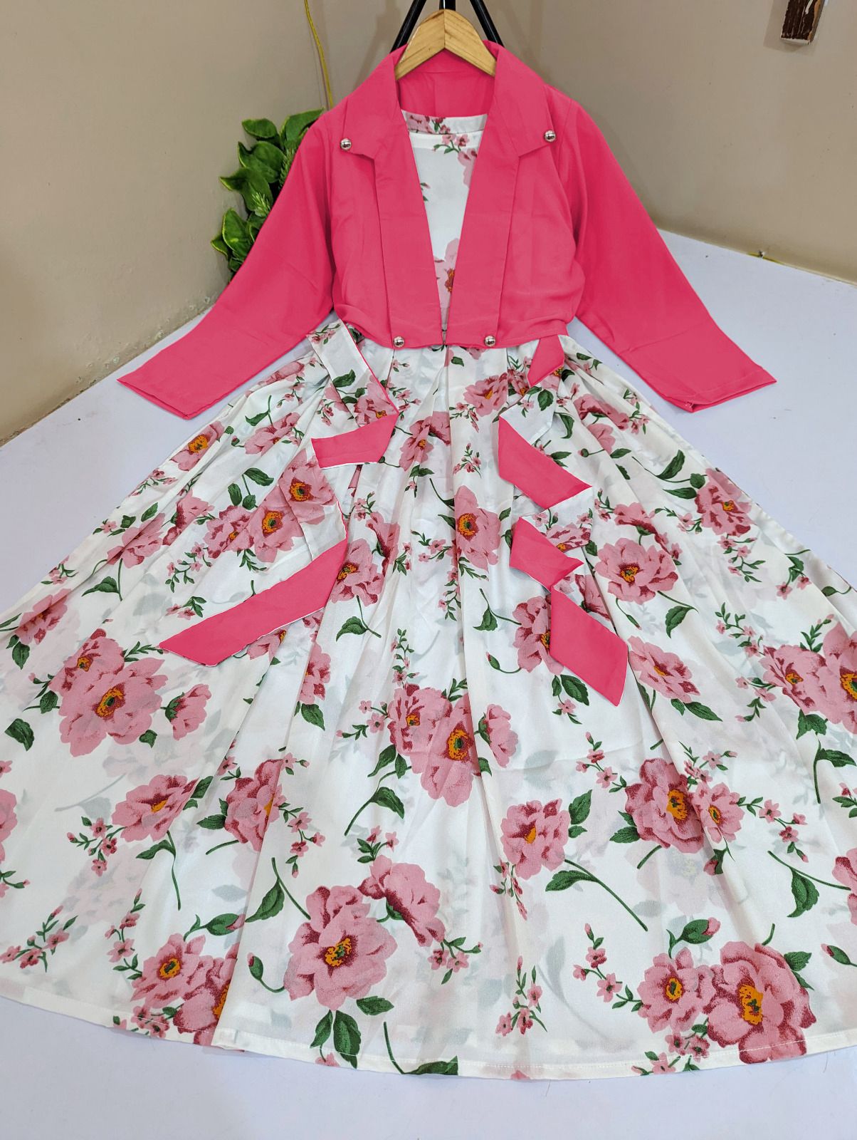 Winter Festival Digital Printed Maxi with Cotton Koti – 2 Piece Dress