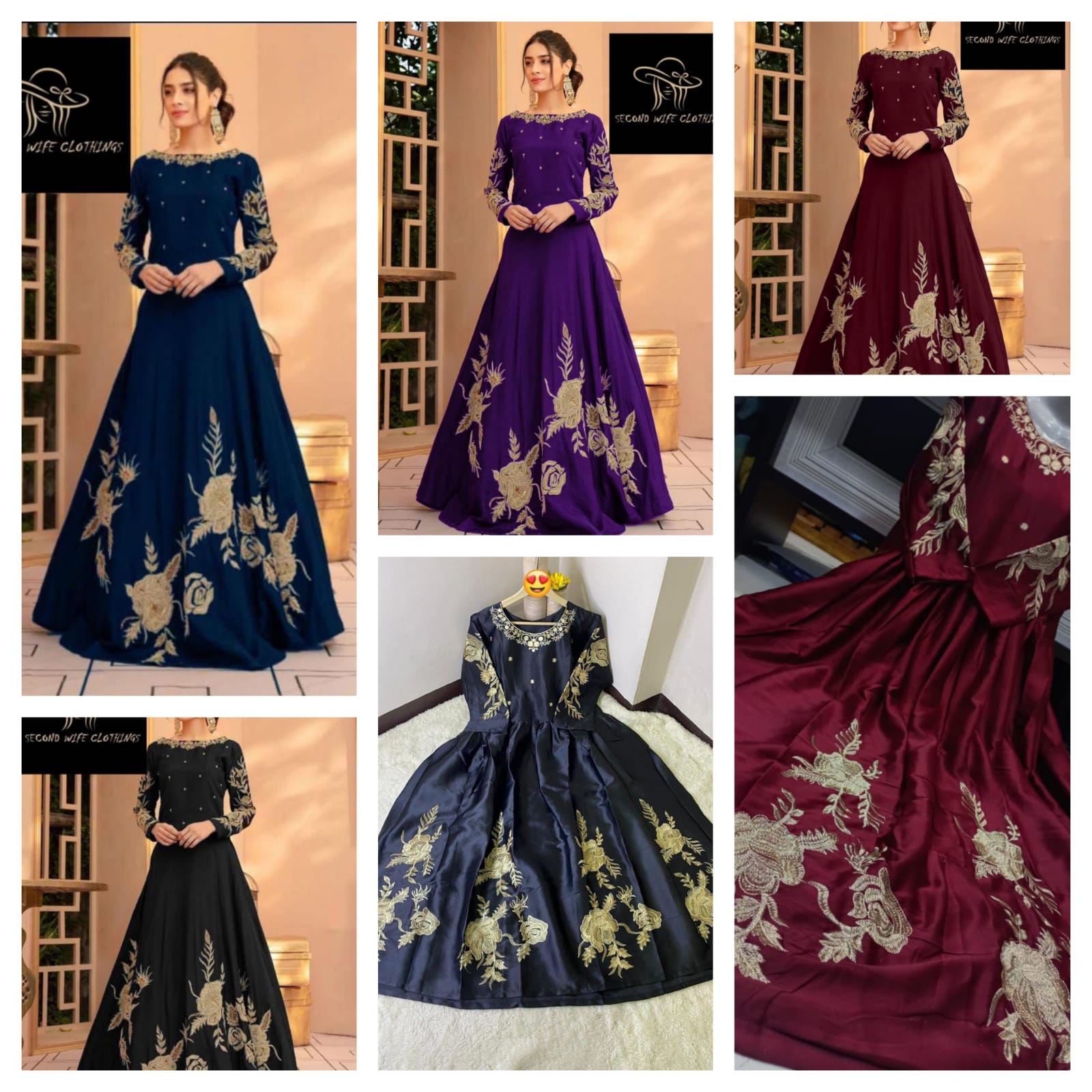 Heavy Embroidered Shamoz Silk Maxi – Party Wear Dress for Women