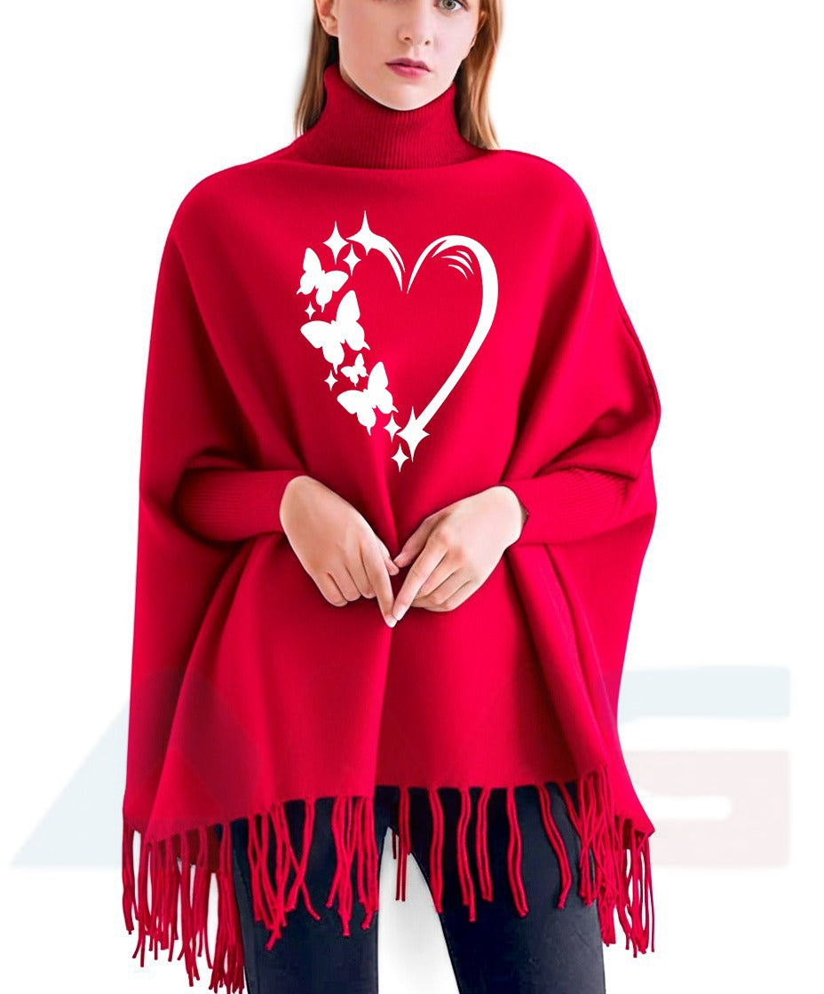 Winter Fleece Printed Poncho for Women – Stylish Warm Poncho