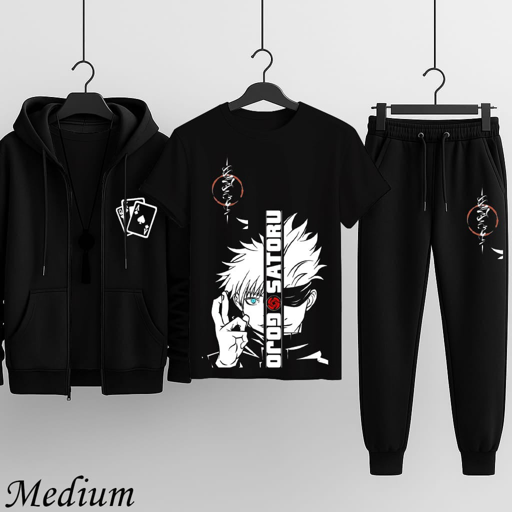 Premium Hooded Zipper Tracksuit for Men – Pack of 3 Winter Outfit Set