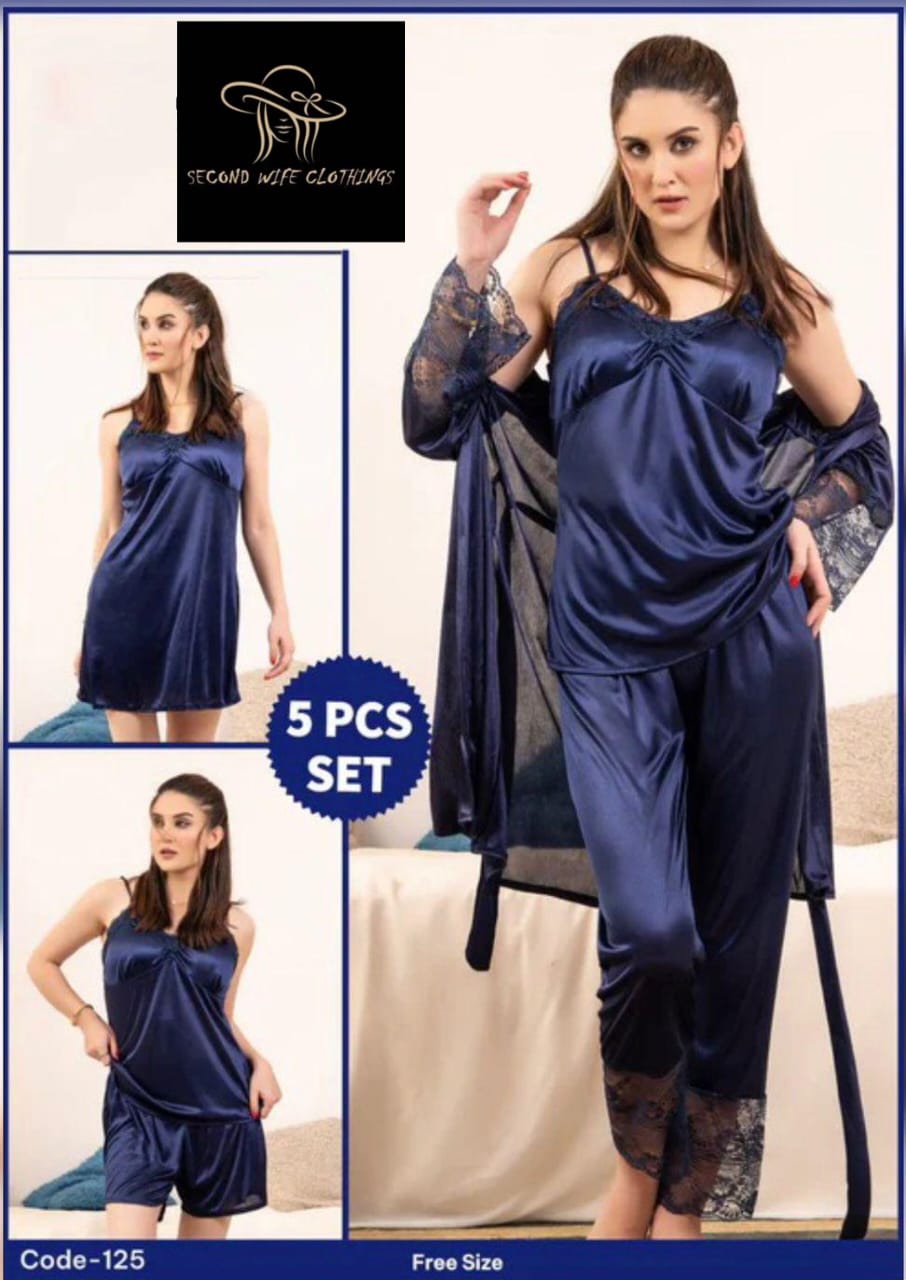 Luxury Bridal Night Wear Set – 5 Pcs Premium Jersey Sleepwear