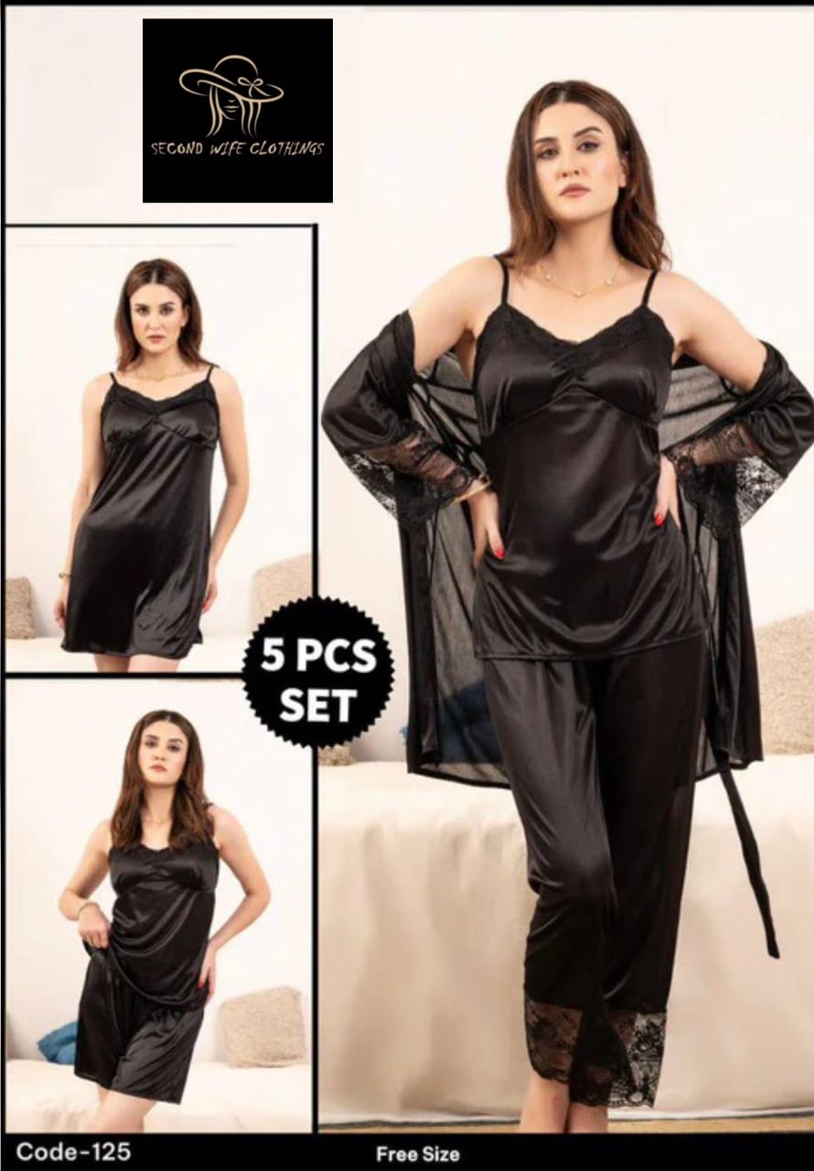 Luxury Bridal Night Wear Set – 5 Pcs Premium Jersey Sleepwear