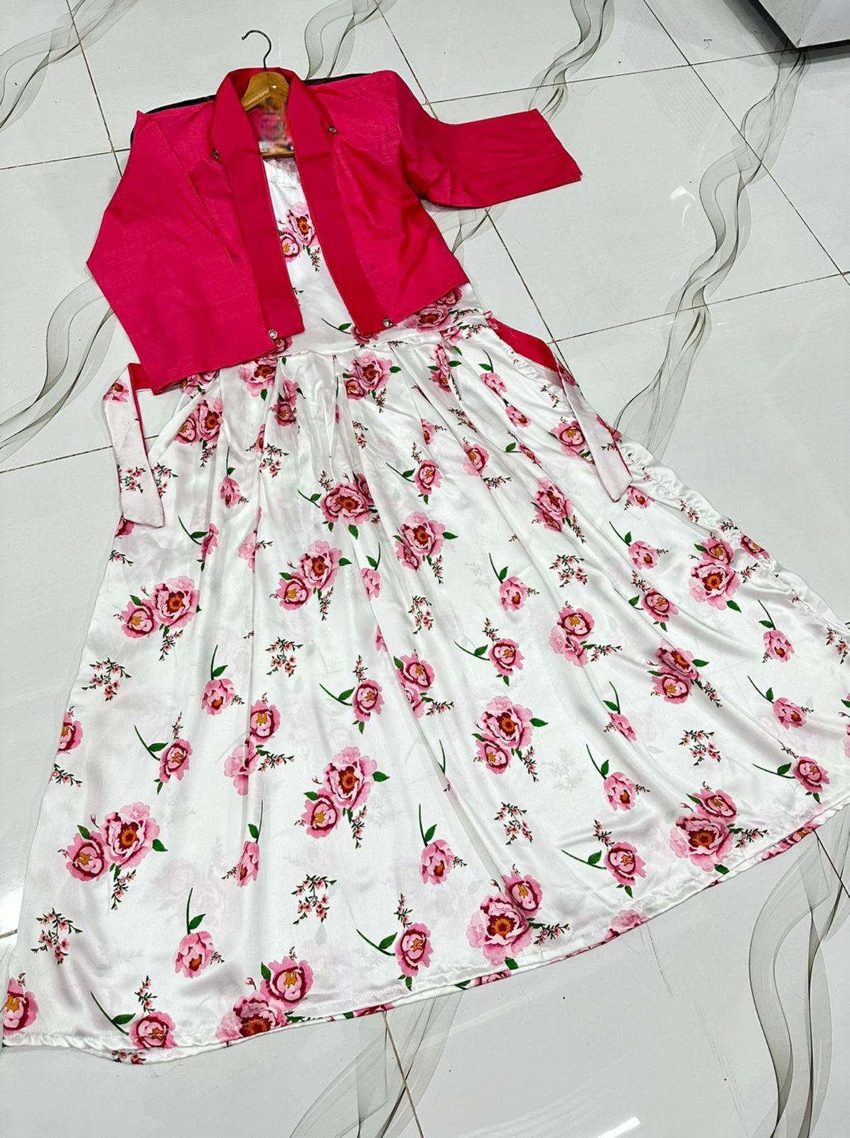 Winter Festival Digital Printed Maxi with Cotton Koti – 2 Piece Dress