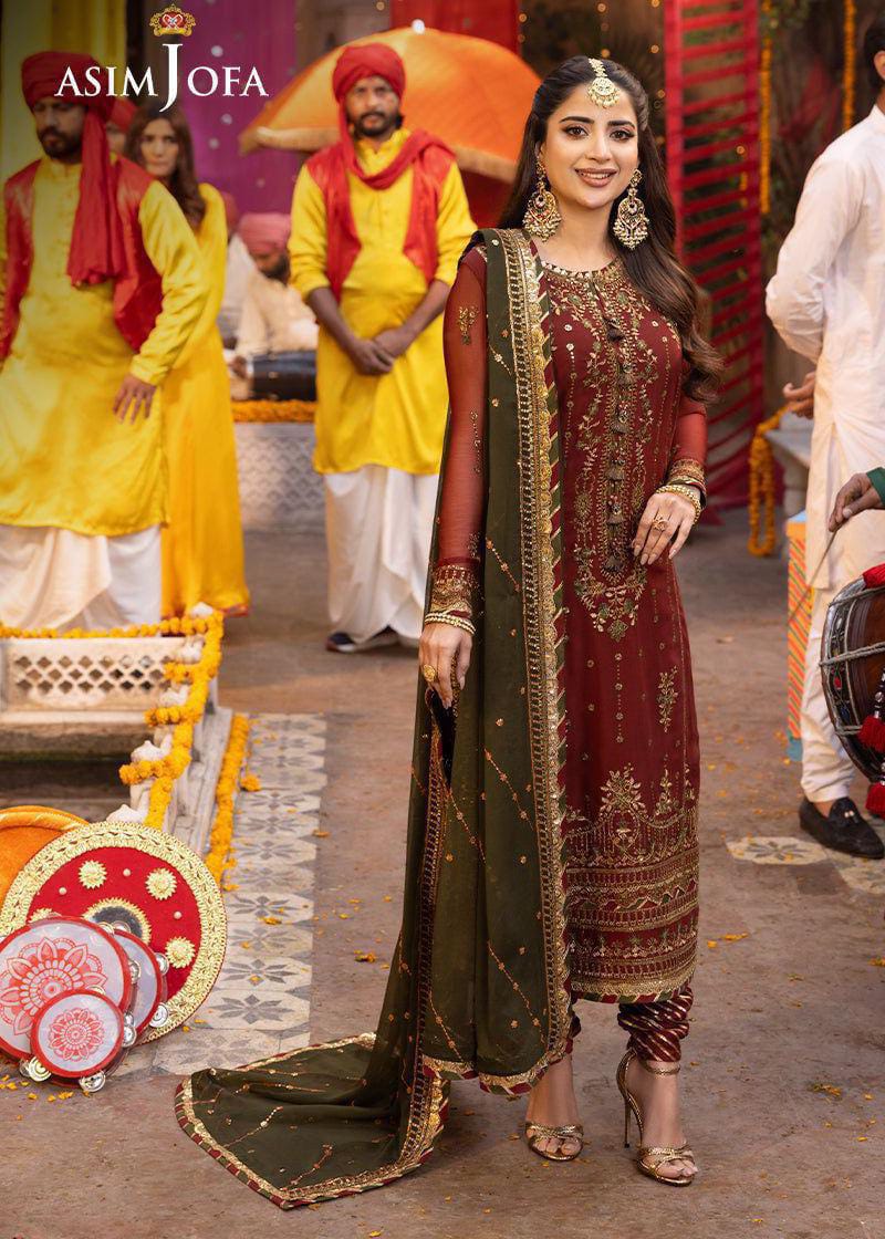 Asim Jofa Chiffon Embroidered & Sequence Unstitched 3Pc Dress – Luxury Wedding Collection 2025