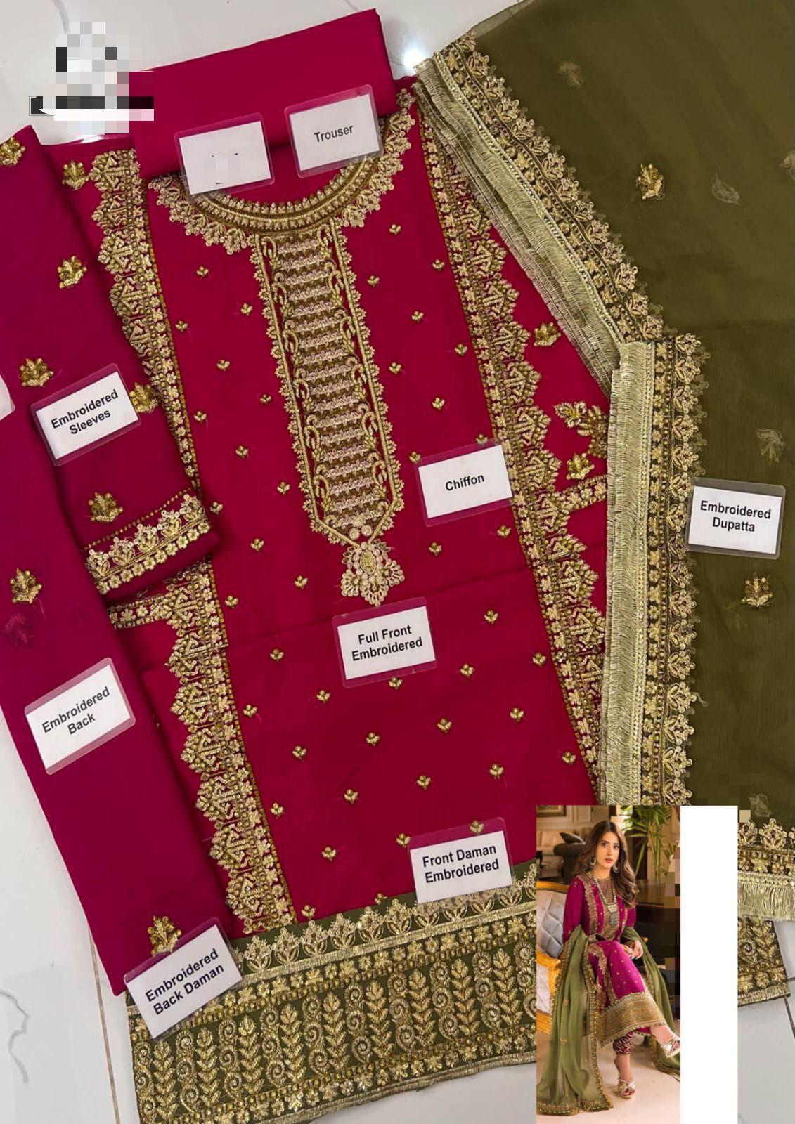 Asim Jofa Mahru & Noorie AJSM-D01 – Chiffon Embroidered 3PC Suit