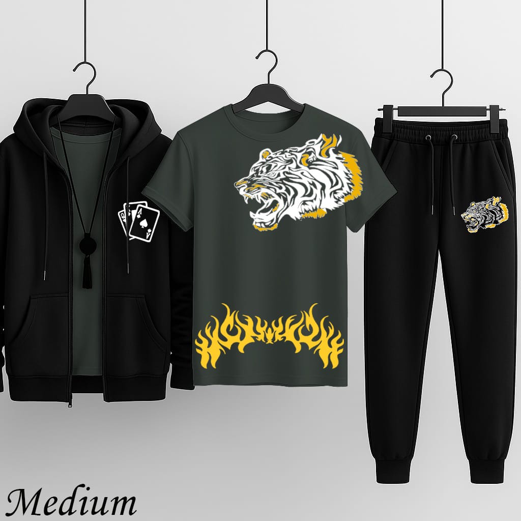 Pack of 3 Hooded Zipper Tracksuit for Men | Premium Winter Wear