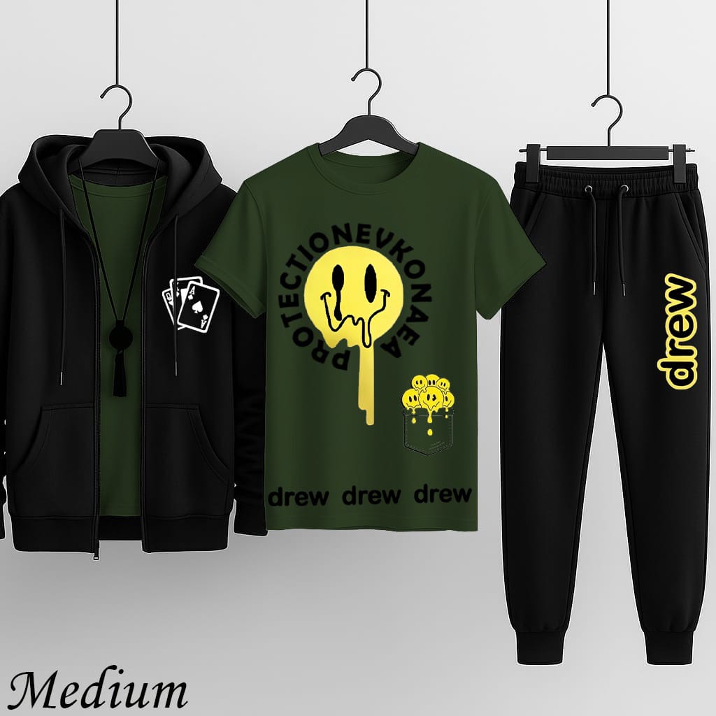 Pack of 3 Hooded Zipper Tracksuit for Men | Premium Winter Wear