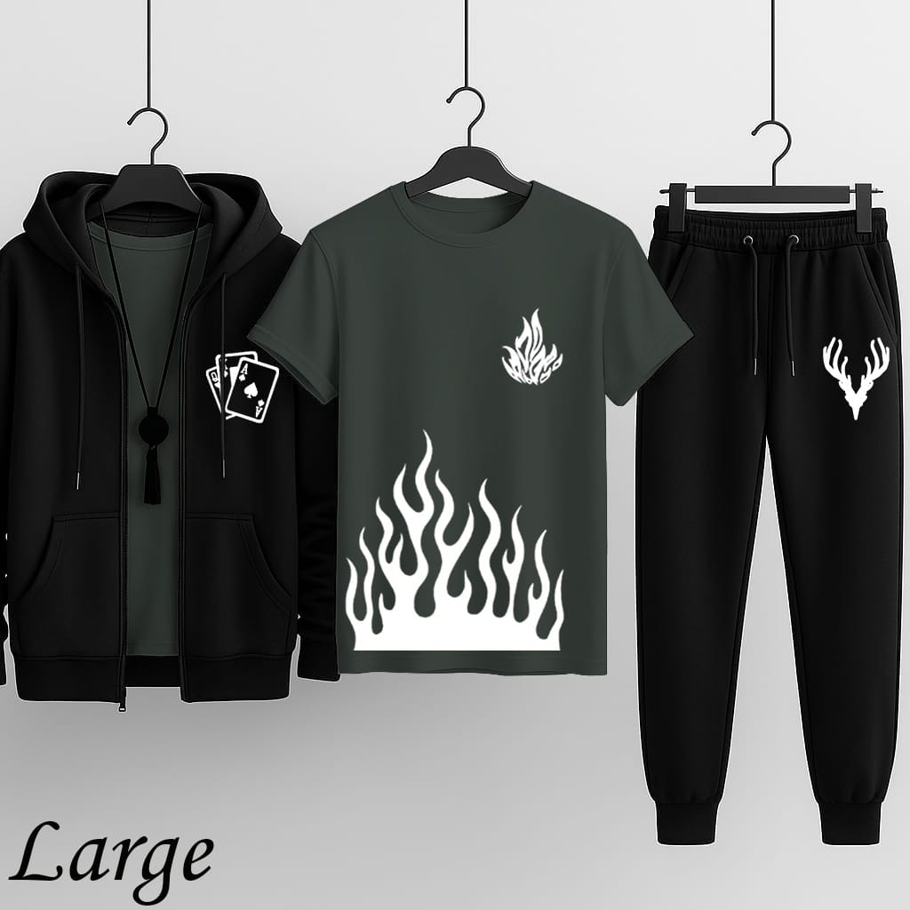 Pack of 3 Hooded Zipper Tracksuit for Men | Premium Winter Wear