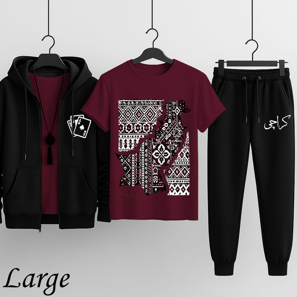 Pack of 3 Hooded Zipper Tracksuit for Men | Premium Winter Wear