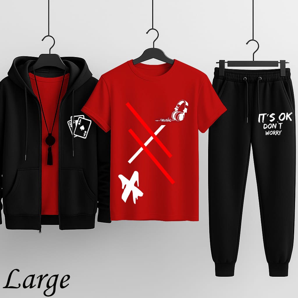 Pack of 3 Hooded Zipper Tracksuit for Men | Premium Winter Wear