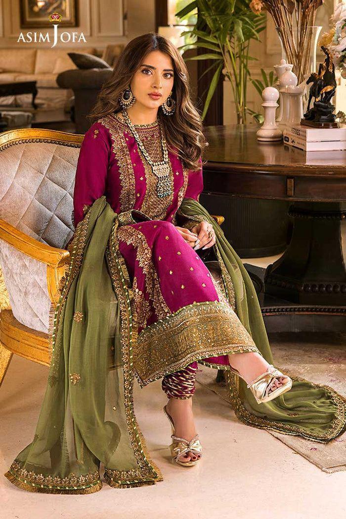 Asim Jofa Mahru & Noorie AJSM-D01 – Chiffon Embroidered 3PC Suit