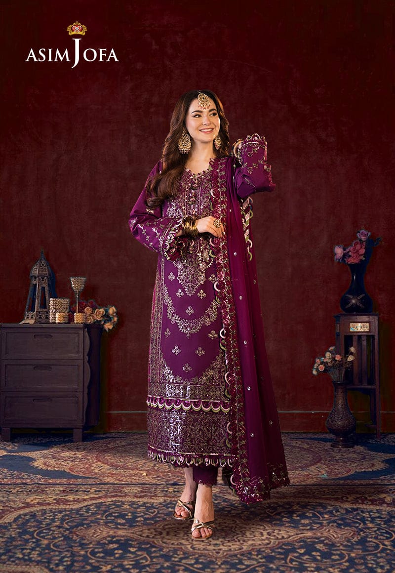 Asim Jofa Chiffon Embroidered Sequence Luxury Unstitched 3Pc Suit