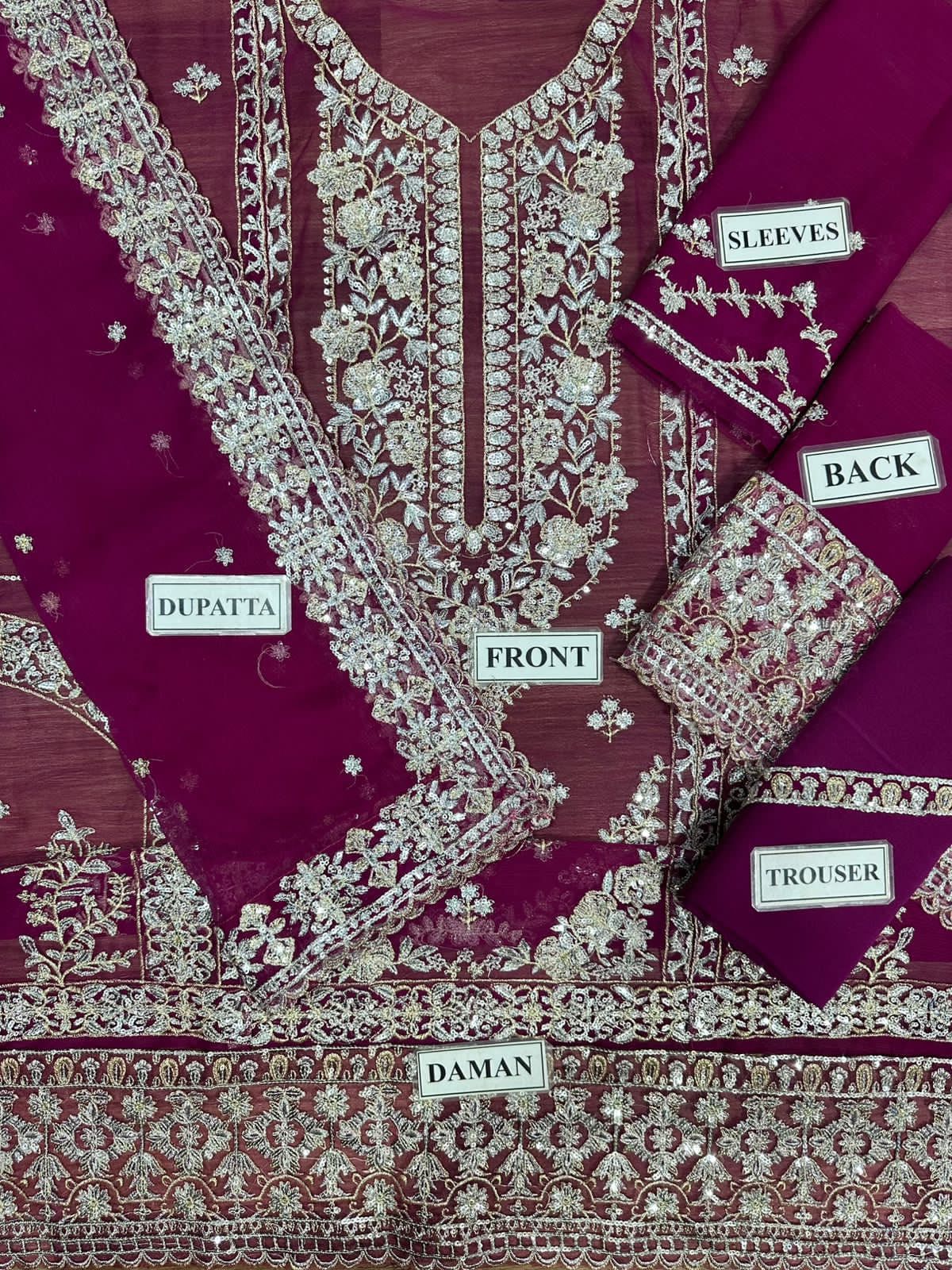 Asim Jofa Chiffon Embroidered Sequence Luxury Unstitched 3Pc Suit