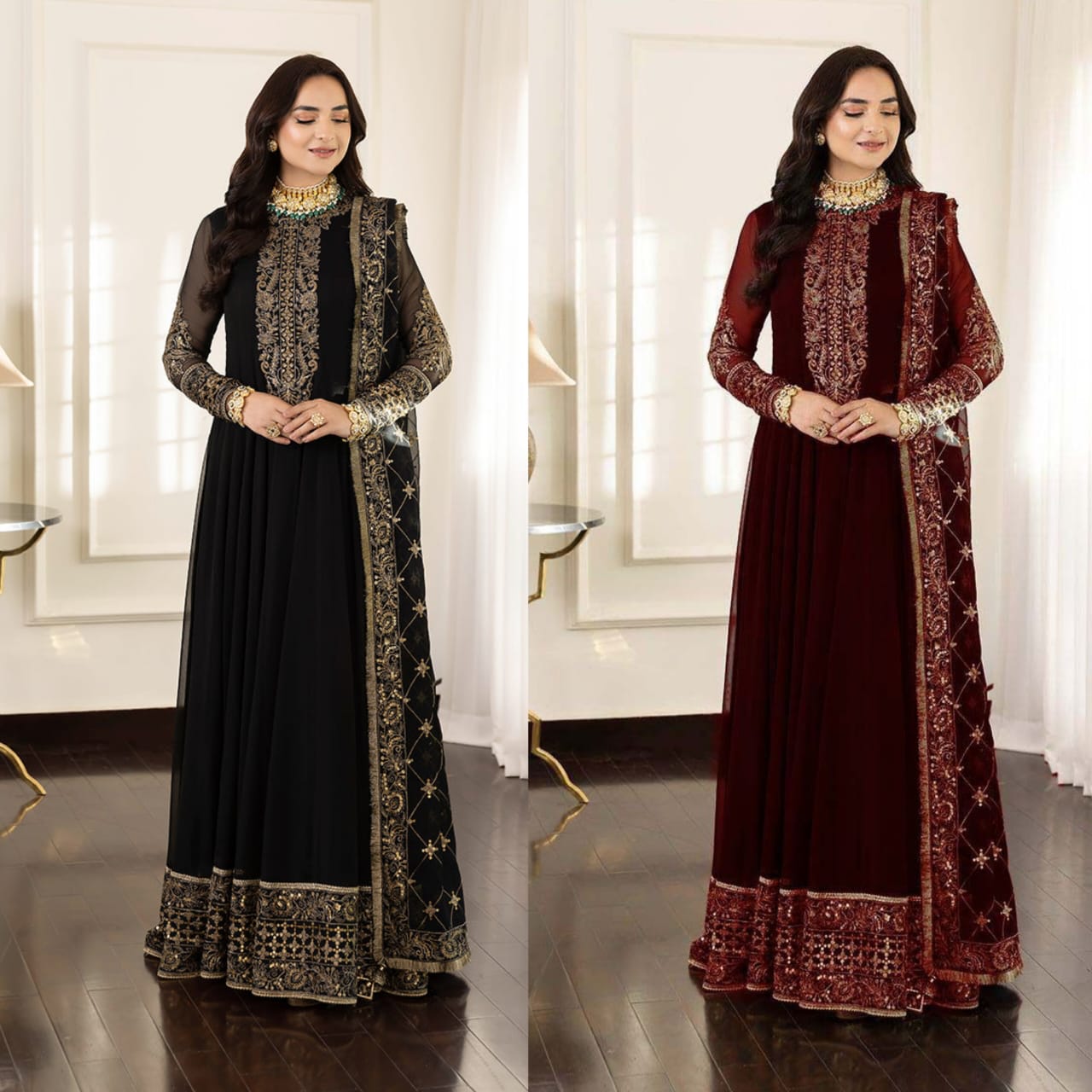 ASIM JOFA – Chiffon Embroidered Sequence Wedding Maxi (Unstitched 3PC)